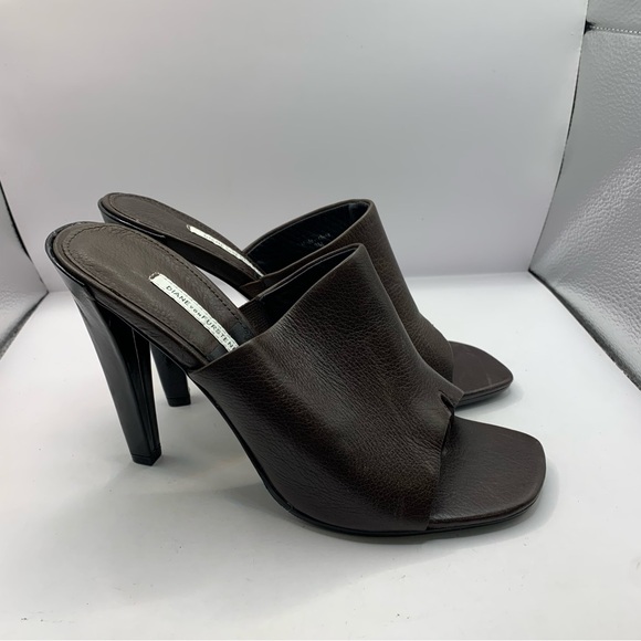 Diane Von Furstenberg heels flip flop open toe Women's Brown  9M Made in Italy - Picture 4 of 8